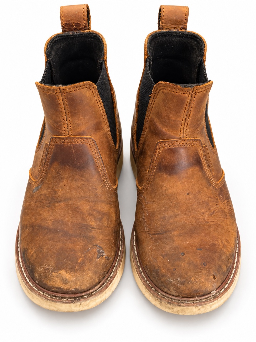 Men's Brown Leather Slip-On Chelsea Work Boots